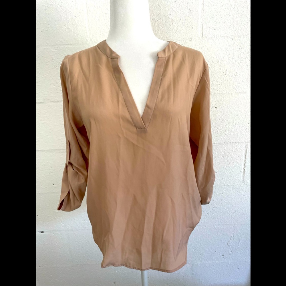 Tan Blouse with lace back detail